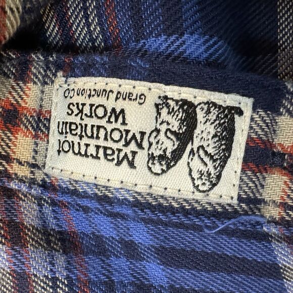 Marmot Mountain Works XXL Lightweight Flannel Button Up Shirt Blue Check Plaid - Picture 7 of 7